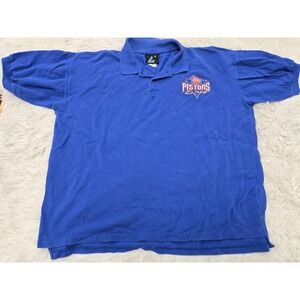 VINTAGE 90's DETROIT PISTONS XL Blue POLO‎ SHIRT Embroidered Bad Boys Era Boxy